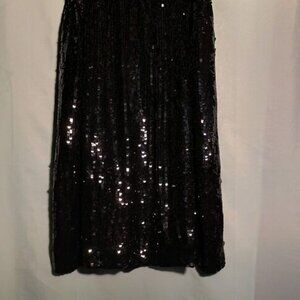 Black Sequin Midi Skirt – Sparkly Party Skirt – Elastic Waist – Size 10